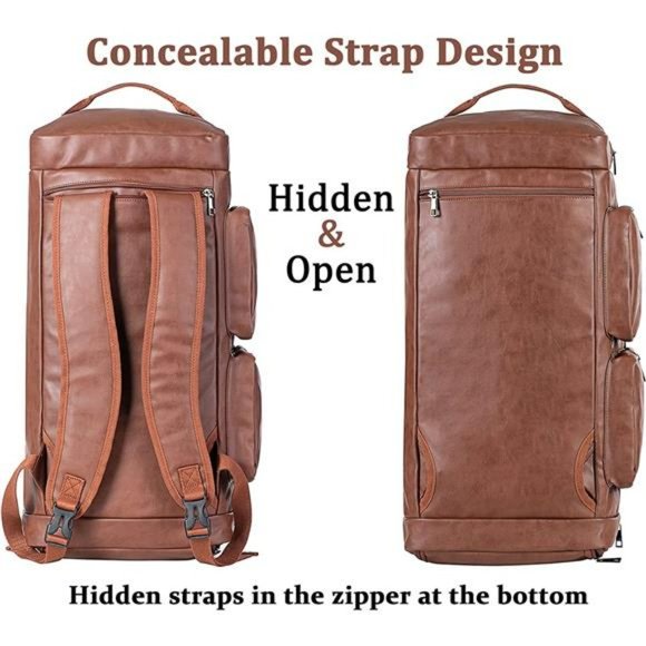 Duffel Backpack with Shoe Pouch, Waterproof Bags  Backpack for Men Women-Brown main image 5
